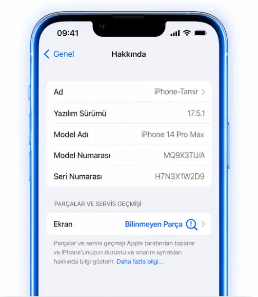 iphone 14 pro max ekran bilinmeyen parça uyarısı